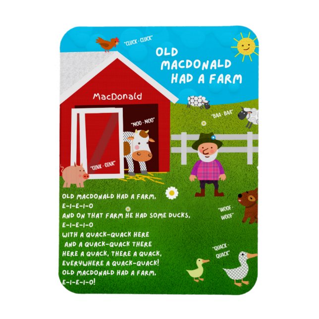 Imán de la rima infantil 'El viejo MacDonald tenía (Vertical)