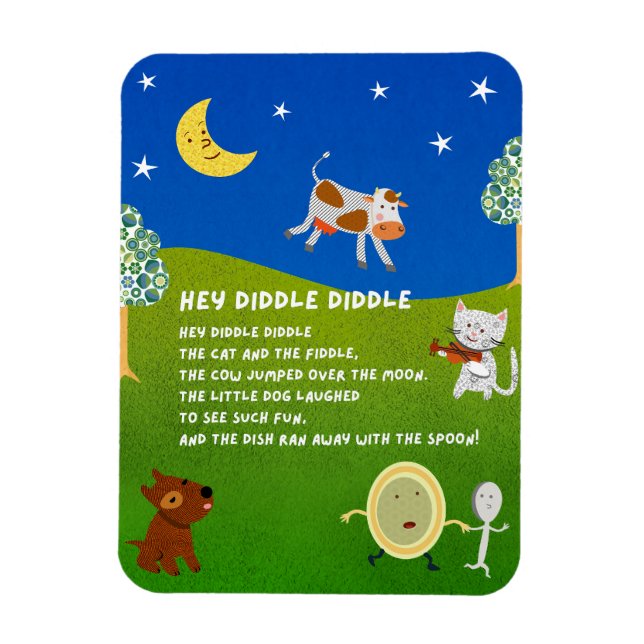 Imán de la rima infantil Hey Diddle Diddle (Vertical)