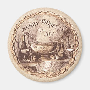 Imán de la sepia de la cena de las Felices Navidad
