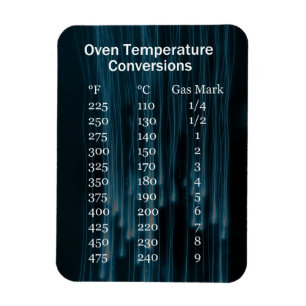 Imán de la tabla de conversión de temperatura óven