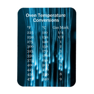Imán de la tabla de conversión de temperatura óven