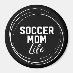 Imán de la vida de la mamá del fútbol - negro