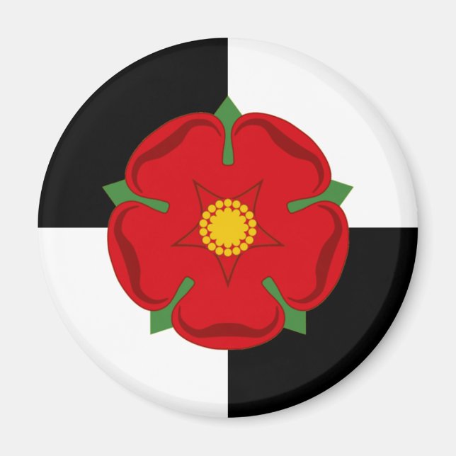 imán de Lancashire - Rosa en Barrios Blancos y Neg (Frente)