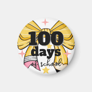 Imán de Lápiz Amarillo de 100 Días de Escuela en f