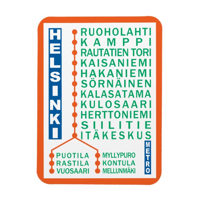 imán de las estaciones de metro de Helsinki (Vertical)