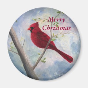 imán de las Felices Navidad cardinales,