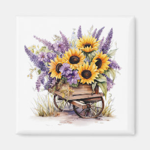 Imán de lavanda y girasoles