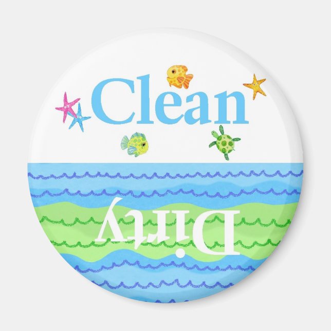 Imán de lavaplatos sucios limpios de peces (Frente)