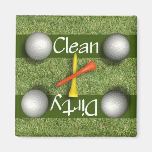 Imán de lavavajillas de golf limpio o sucio (Frente)