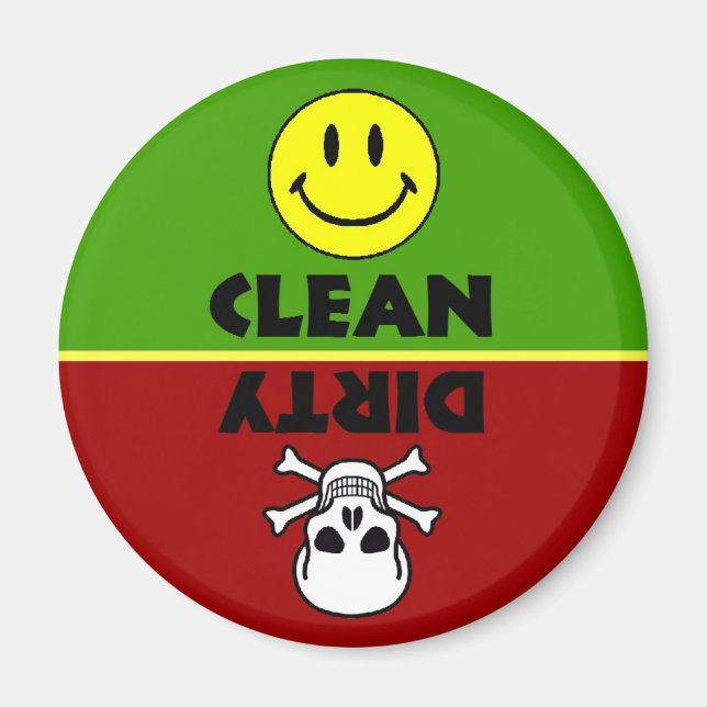 Imán de lavavajillas limpios con cráneo y similitu (Frente)