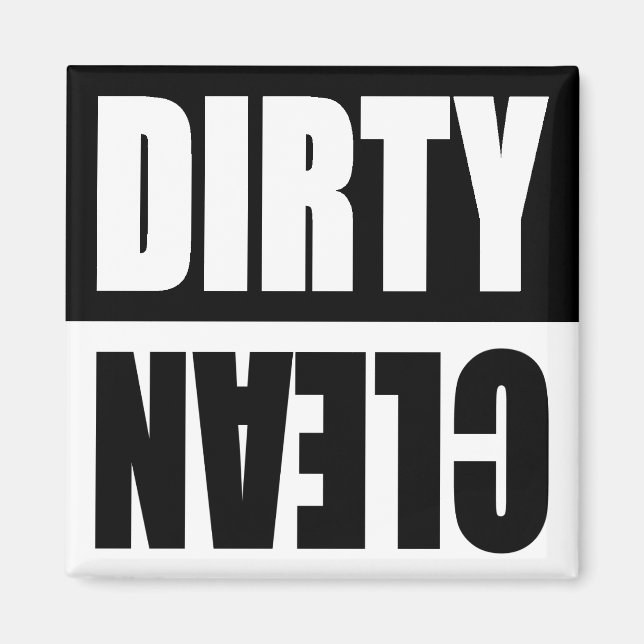 Imán de lavavajillas negro y blanco sucio/limpio (Frente)