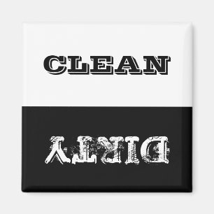 Imán de lavavajillas personalizado sucio y limpio