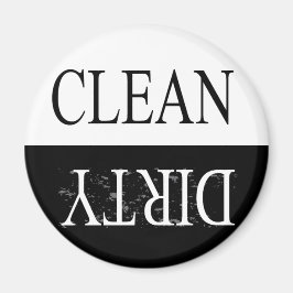 Imán de lavavajillas redondo limpio sucio-negro