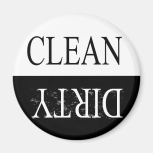 Imán de lavavajillas redondo limpio sucio-negro