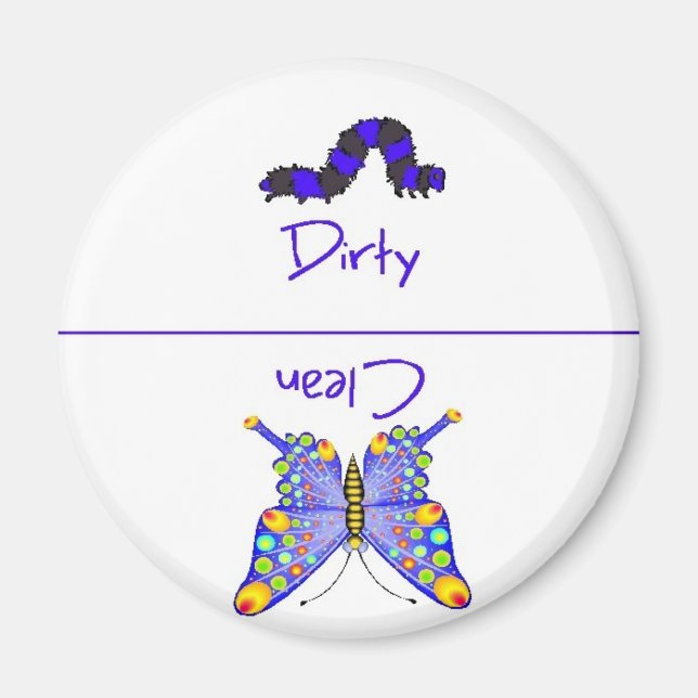 Imán de lavavajillas sucio de mariposa limpia (Frente)