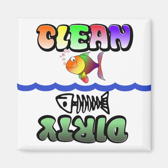 Imán de lavavajillas sucio limpio (Frente)