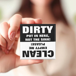 Imán de lavavajillas sucio limpio