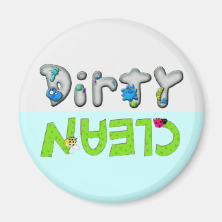 Imán de lavavajillas sucio limpio con fallos y fal