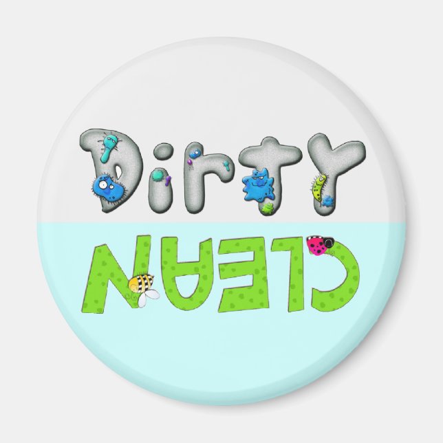 Imán de lavavajillas sucio limpio con fallos y fal (Frente)