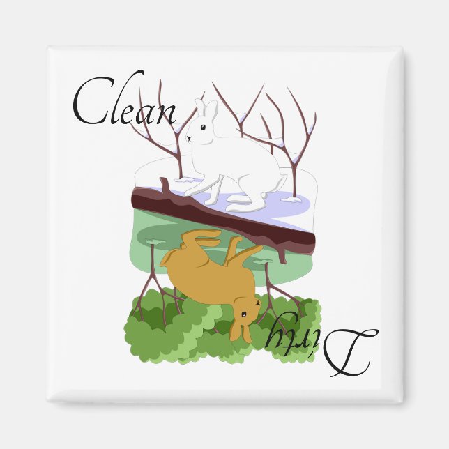 Imán de lavavajillas sucio limpio conejo liebre (Frente)