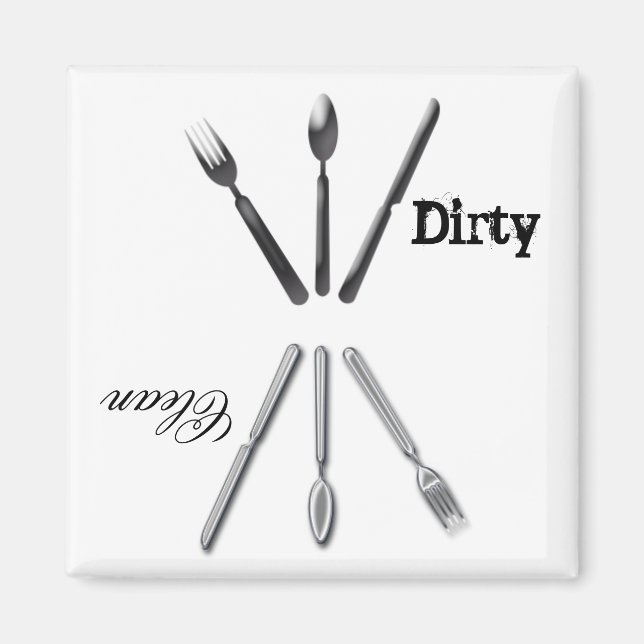 Imán de lavavajillas sucio y limpio (Frente)