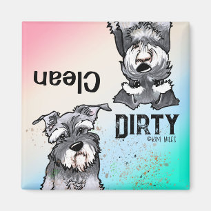 Imán de lavavajillas sucio y limpio Schnauzer duo