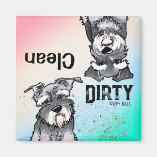 Imán de lavavajillas sucio y limpio Schnauzer duo
