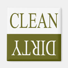 Imán de lavavajillas verde de oliva limpia y sucia