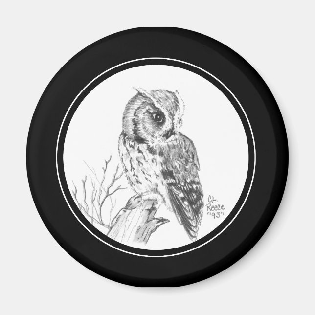 Imán de lechuza en lápiz (Frente)