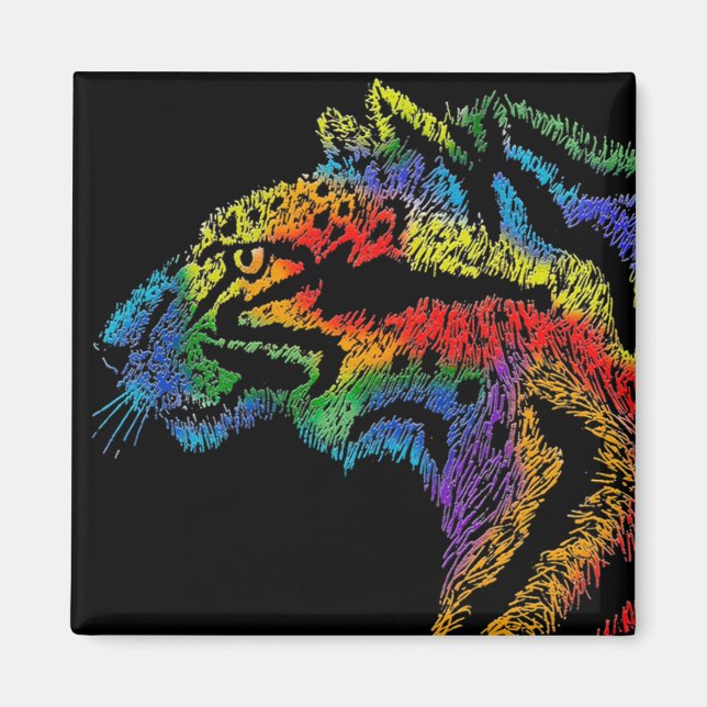 Imán de leopardo arcoiris (negro) (Frente)
