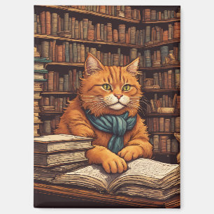 imán de libros y gatos