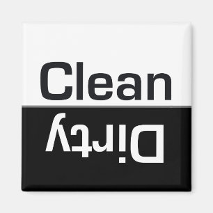 Imán de limpieza de lavavajillas en blanco y negro