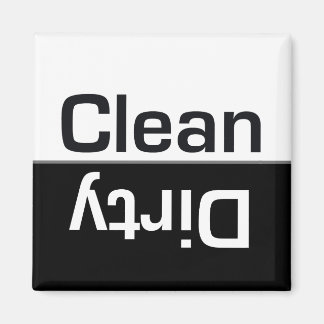 Imán de limpieza de lavavajillas en blanco y negro