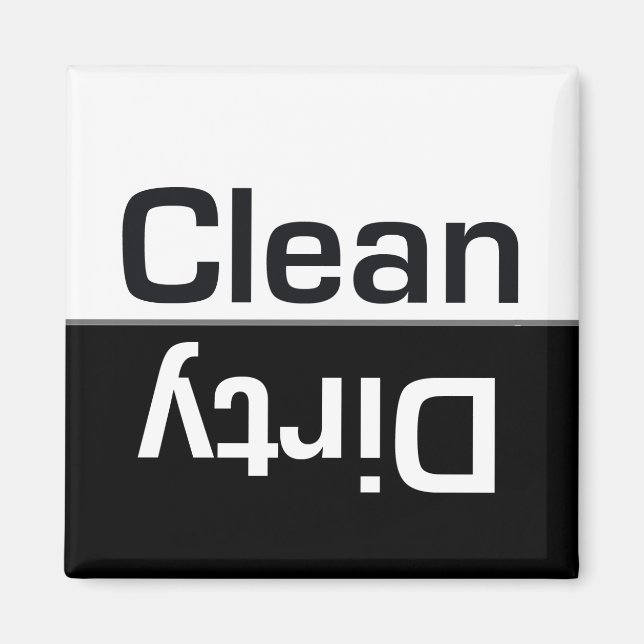 Imán de limpieza de lavavajillas en blanco y negro (Frente)