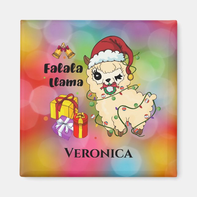 Imán de Llama de Navidad (Frente)