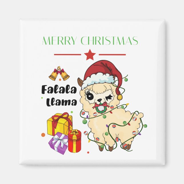 Imán de Llama de Navidad (Frente)