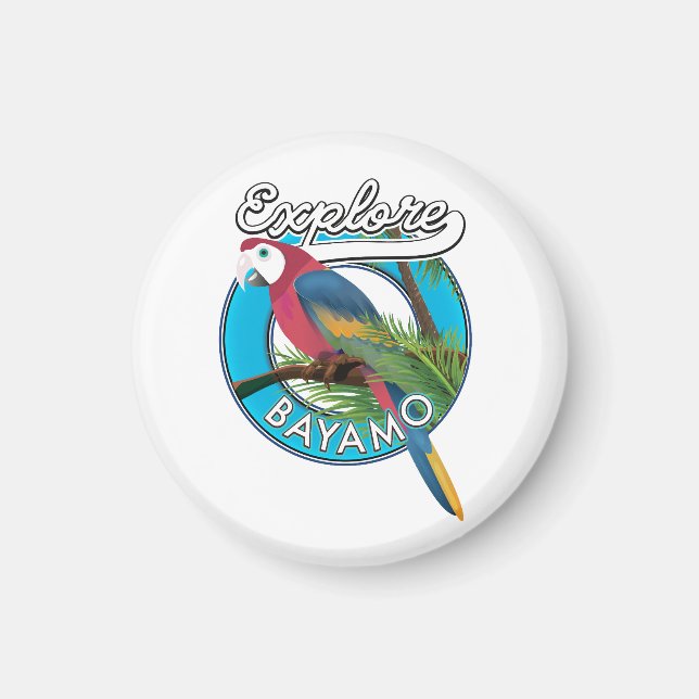 Imán de logo retro Explorar Hawái (Frente)