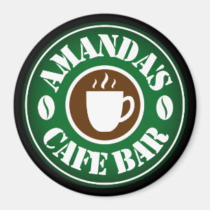 imán de logotipo de bar cafetería redondo personal