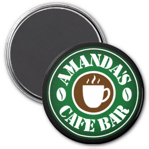 imán de logotipo de bar cafetería redondo personal