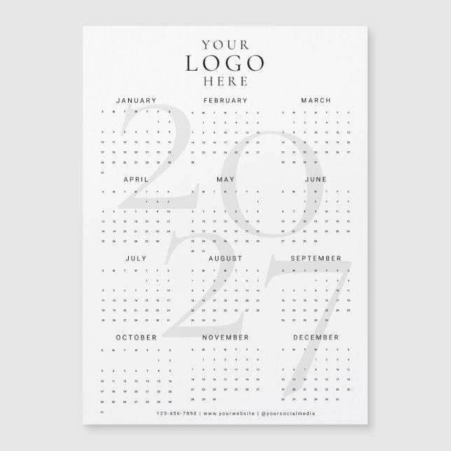 Imán de logotipo de calendario de negocios blanco  (Anverso)