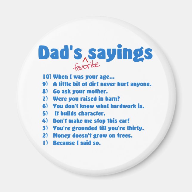 Imán de los dichos favoritos de Dads (Frente)