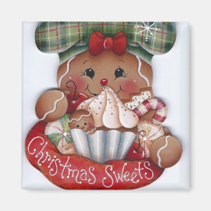 Imán de los dulces del navidad del pan de jengibr