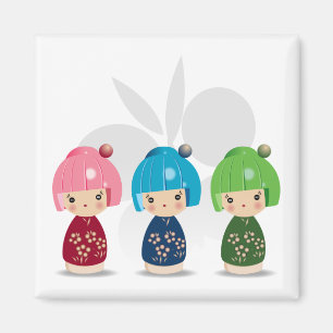 Imán de los tríos de Kokeshi
