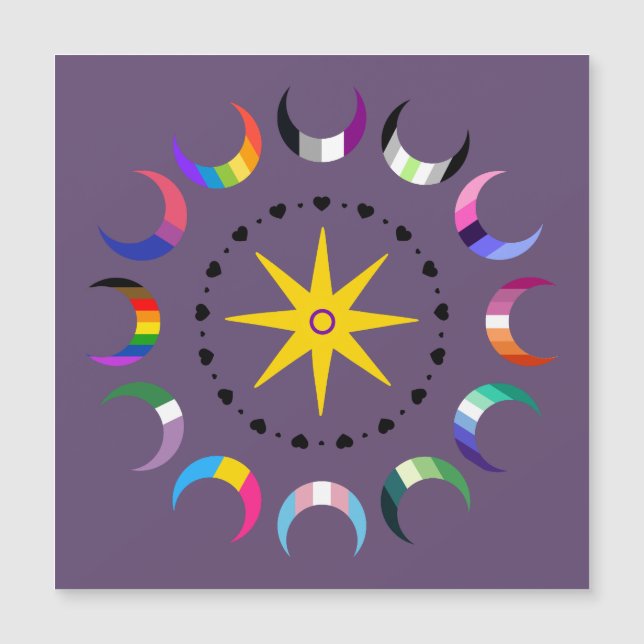 Imán de lunas de Orgullo del Crescente Queer (Anverso)
