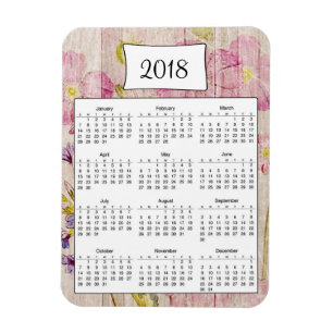Imán de madera floral rústico del calendario 201