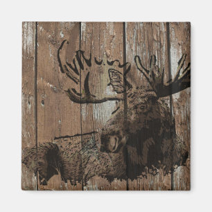 Imán de madera rústico de los alces