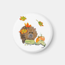 Imán DE Magnet Herbst Igel mit Kürbis