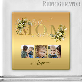 Imán de Mamá con Collage de Fotos Florales en Acua