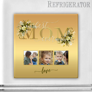 Imán de Mamá con Collage de Fotos Florales en Acua