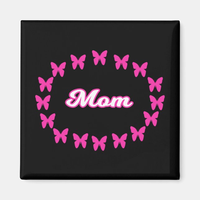 Imán de Mamá Con Mariposas Rosadas Lindas (Frente)